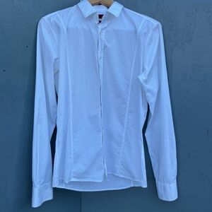 HUGO Crisp White Casual Button Down Slim Line Shirt